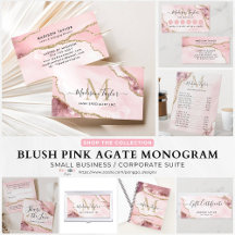 Modern Blush Pink Gold Glitter Agate Business