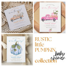 Rustic Little Pumpkin on the way Baby shower cards