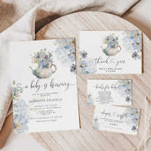 Blue Hydrangeas tea party baby shower