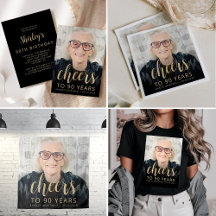 Custom Photo Cheers 90th Birthday Party
