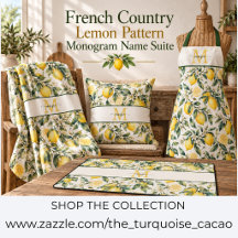 French Country Lemon Pattern Monogram Name Suite