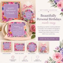 Purple Pink Watercolor Wildflower Garden Birthday 