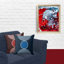 Blue & Red Pillows Meet Vladyslava Mounassir Art