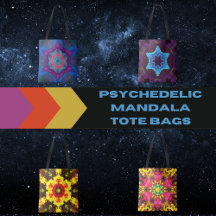 Psychedelic Mandala Tote Bags