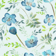 Elegant Blue Green Watercolor Flower Pattern
