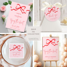 Pink Red Bow Modern Wedding