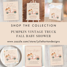 Pumpkin Vintage Truck Watercolor Fall Baby Shower