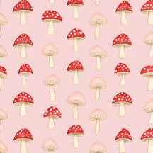 Whimsical Red Pink Mushroom Pattern Collection