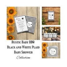 Rustic Baby BBQ Black and White Plaid Baby Shower 