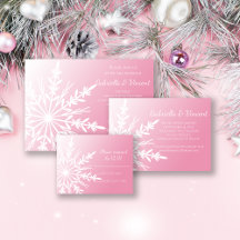 Pink Snowflake Winter Wedding Stationery