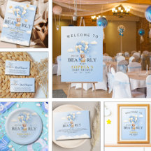 We can Bearly Wait Cute Bear Baby Shower Boy