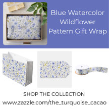 Blue Watercolor Wildflower Pattern Gift Wrap