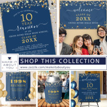 Class Reunion Blue Invitations and Party Supplies