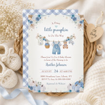 Sweet Little Pumpkin Blue Autumn Baby Shower