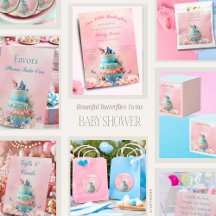 Beautiful Butterflies Twins Baby Cake