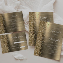 Glam Brushed Metal Glitter Gold Wedding Suite