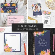 Lush Pink & Yellow Flowers Small Business Office