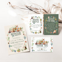 Cute Woodland Animal Adventure Neutral Baby Shower