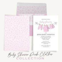 Girl Baby Shower Cute Pink Clothesline