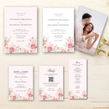 floral Blush Pink Wedding Stationery 