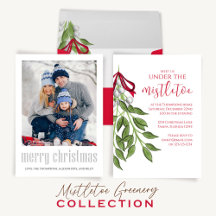 Elegant Watercolor Cute Whimsical Merry Mistletoe 