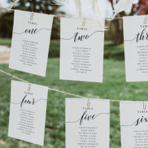 Table Numbers 1-20 Calligraphic Wording