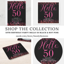 Black and Hot Pink Faux Glitter 50th Birthday