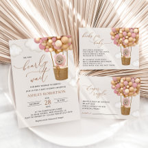 Bear and Pink Balloons Baby Shower Collection