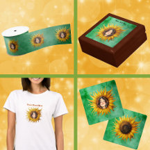 Face of Cute Girl in Bright Yellow Sunflower