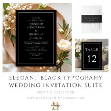 Elegant Formal Black Typography Wedding Suite