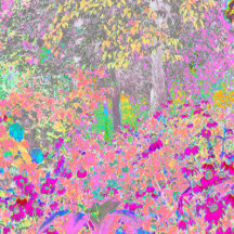 Watercolor Garden Sunrise with Purple Flowers