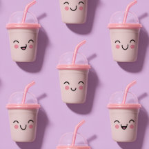 Personalized Cute Kawaii Pastel Smoothie Cup Faces