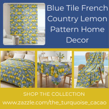 Blue Tile French Country Lemon Pattern Home Decor