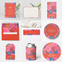 Colorful Red Boho Floral Bridal Shower Collection