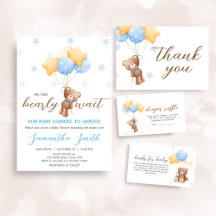 Blue Bear Balloon Baby Shower   BS66