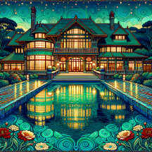 "Posh Pools" Shower Curtain Collection