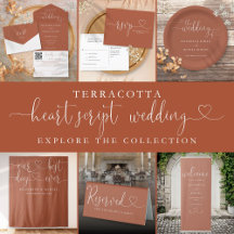 Rustic Terracotta Heart Script Wedding Collection