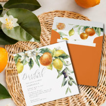 Boho Watercolor Lemon Orange Citrus Bridal Shower