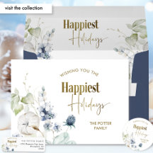 "Happiest Holidays" Winter Greenery