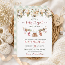 Christmas Cream Gold Clothesline Girl Baby Shower