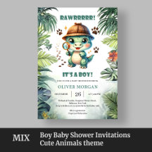 MIX - Animals Baby Shower Invitations - Girl, Boy