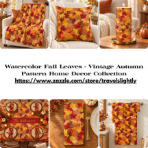 Watercolor Fall Leaves - Vintage Autumn Pattern 