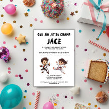 Jiu Jitsu Themed Birthday Party Invitation