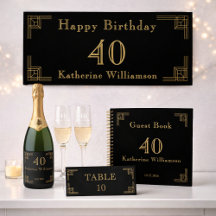 Stylish Art Deco Black and Gold Minimalist Design