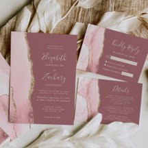 Blush Pink Gold Agate Dusty Rose Wedding Suite
