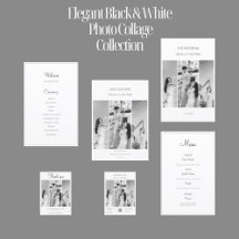 Elegant Black & White Photo Collage Save the Date