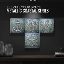 Iridescent Metallic Marine Life Ceramic Tiles