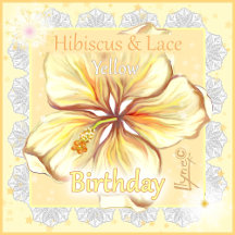 Hibiscus & lace YELLOW birthday / party