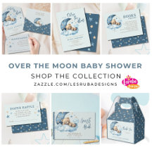 Blue Over the Moon Teddy Bear Baby Shower