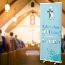Blue Leaves Year Round Church Welcome Signs 